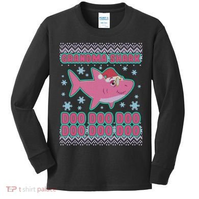 Christmas Grandma Shark Doo Doo Doo Kids Long Sleeve Shirt