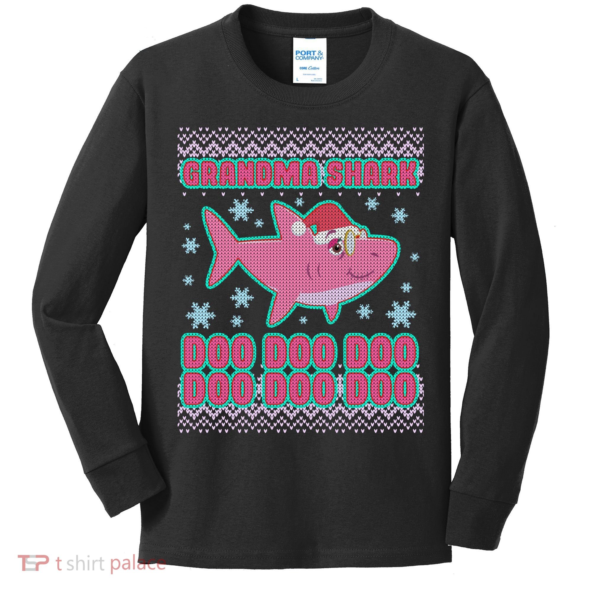 Christmas Grandma Shark Doo Doo Doo Kids Long Sleeve Shirt