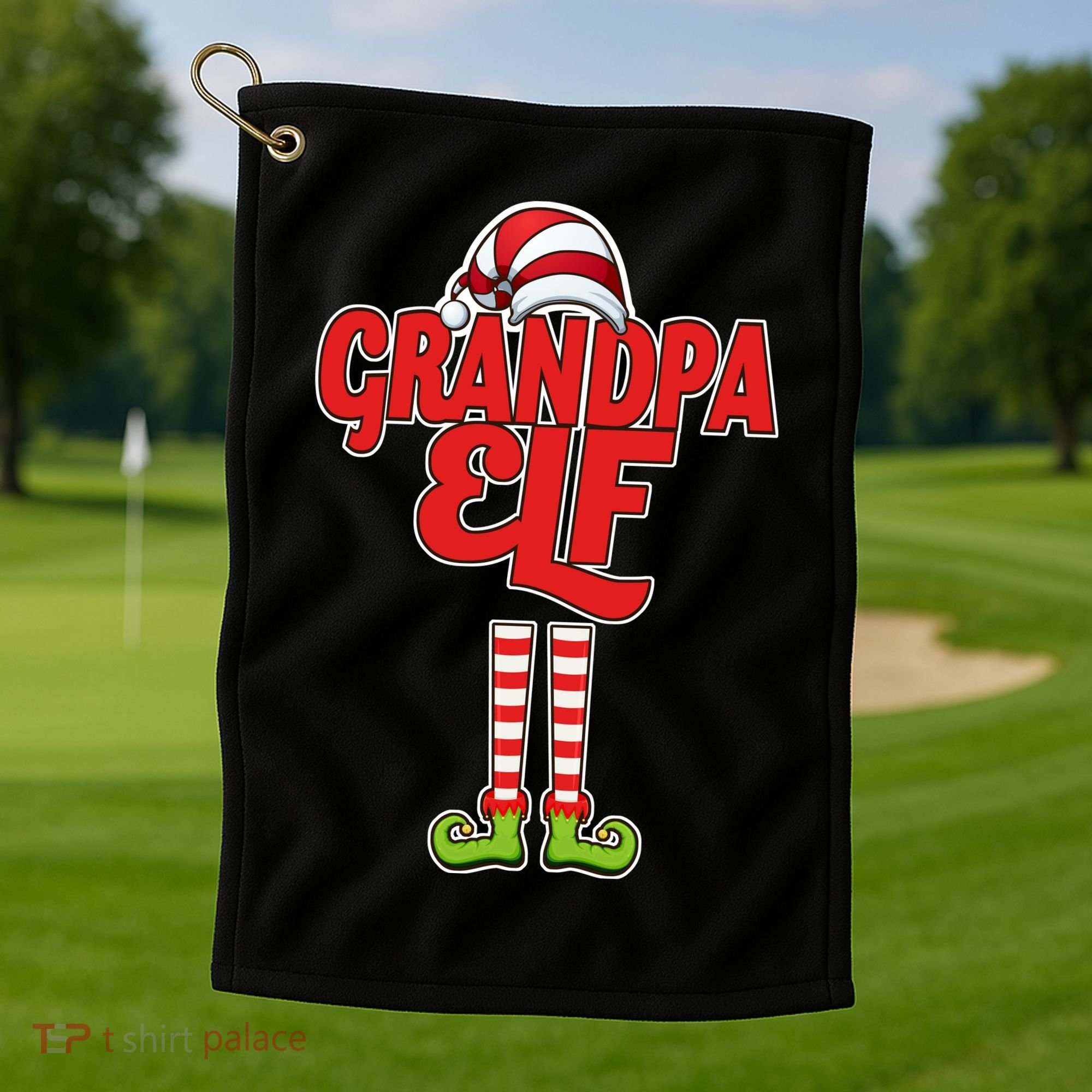 Christmas Grandpa Elf Golf Towel