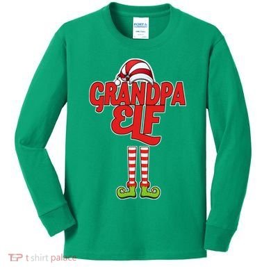 Christmas Grandpa Elf Kids Long Sleeve Shirt