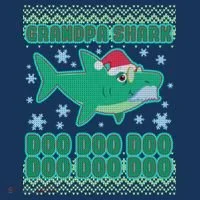 Christmas Grandpa Shark Doo Doo Doo Doggie Tank thumb 4
