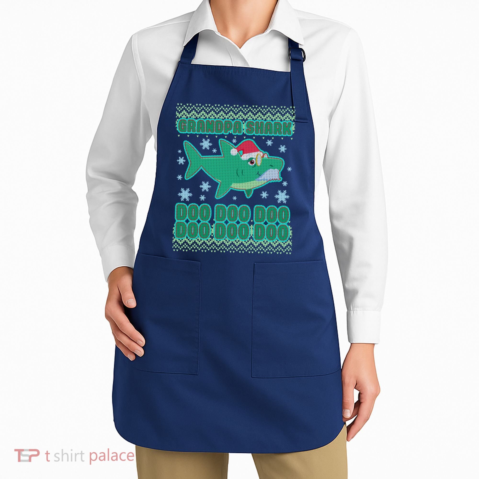 Christmas Grandpa Shark Doo Doo Doo Apron