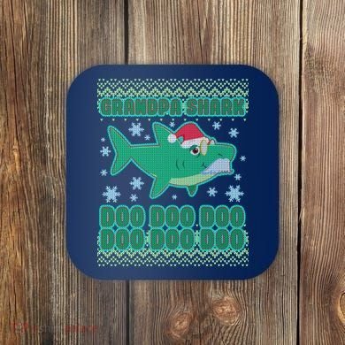 Christmas Grandpa Shark Doo Doo Doo Coaster