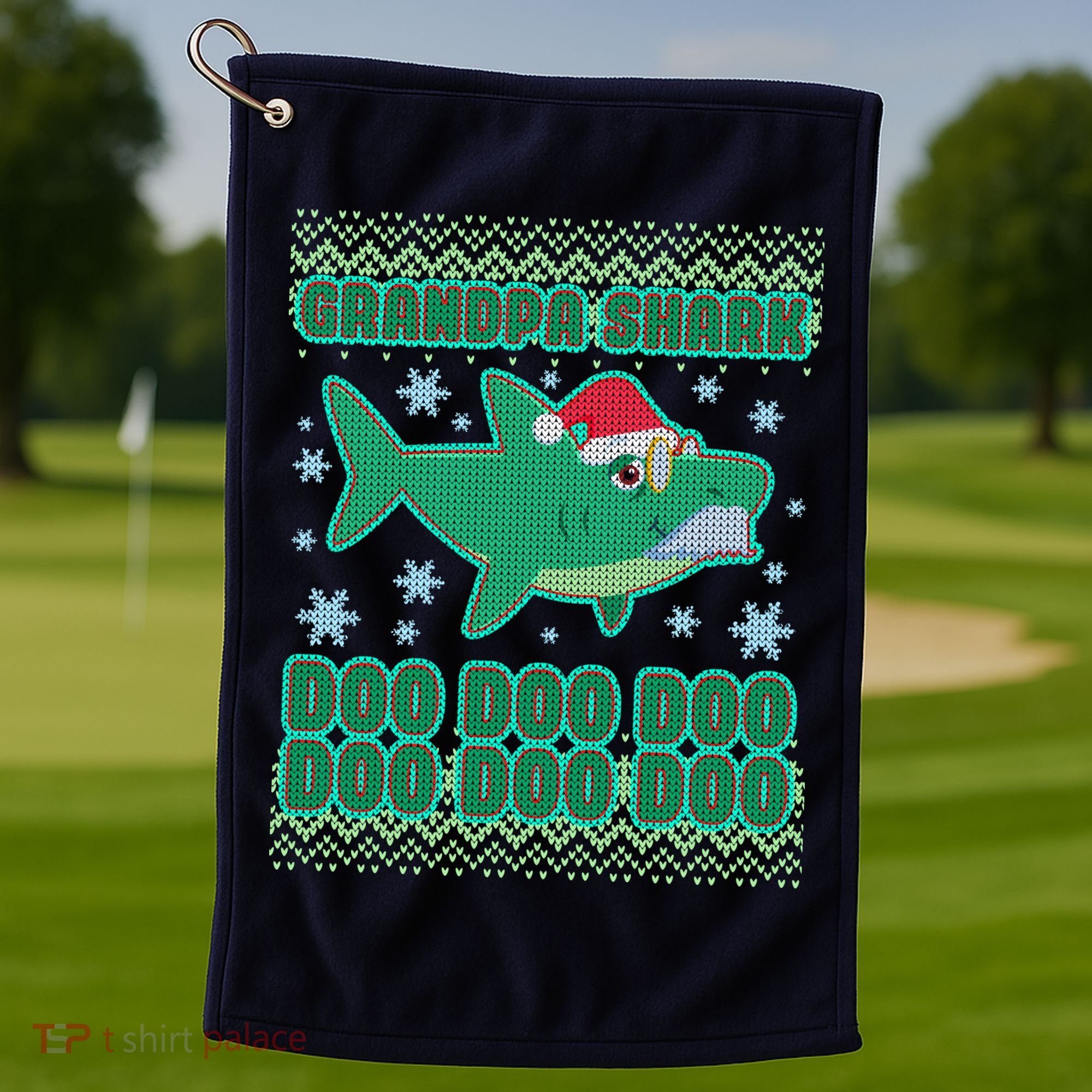 Christmas Grandpa Shark Doo Doo Doo Golf Towel