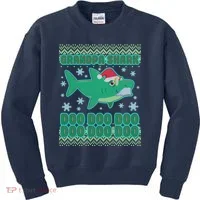 Christmas Grandpa Shark Doo Doo Doo Kids Sweatshirt thumb 0
