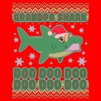 Christmas Grandpa Shark Doo Doo Doo Santa Hat thumb 1