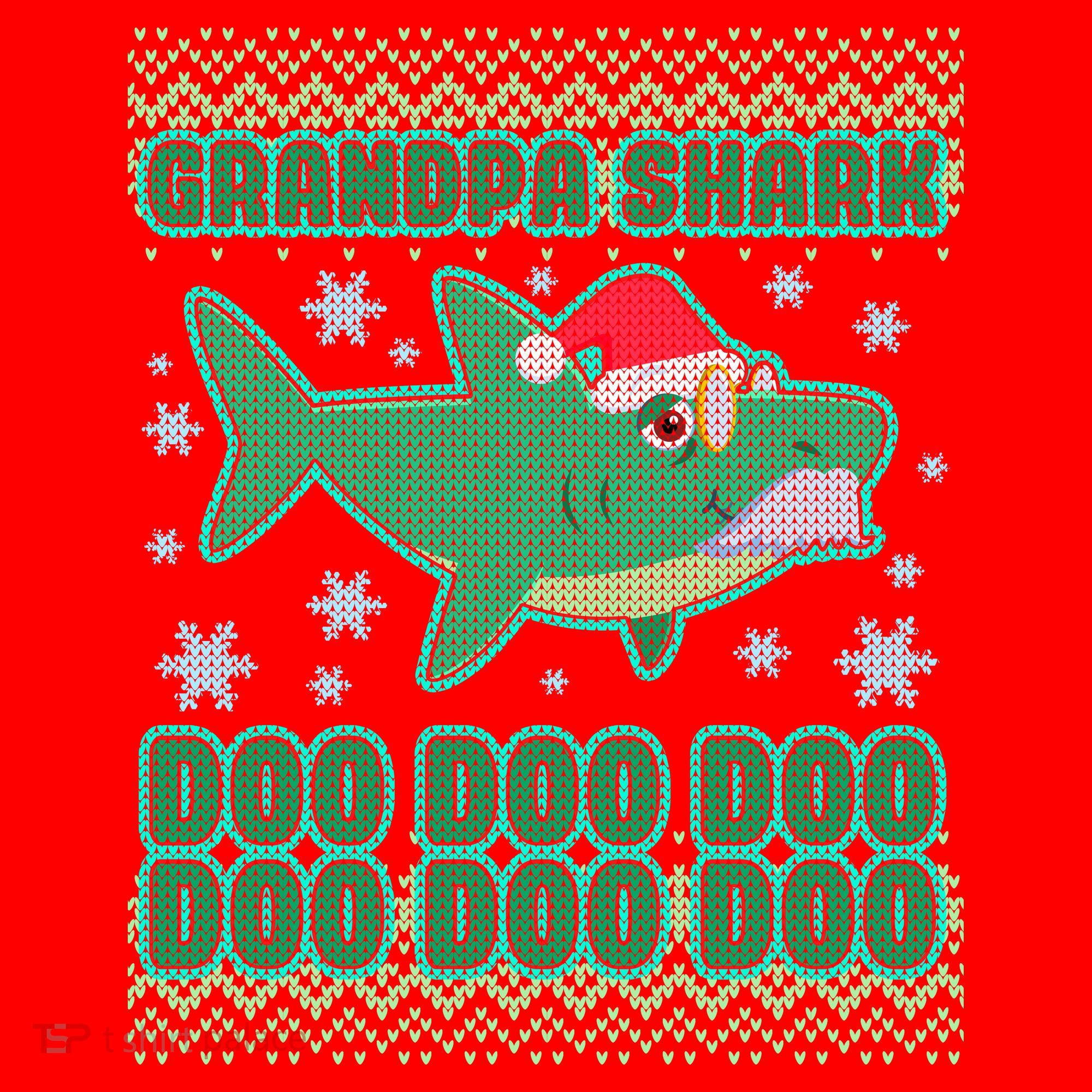 Christmas Grandpa Shark Doo Doo Doo Santa Hat
