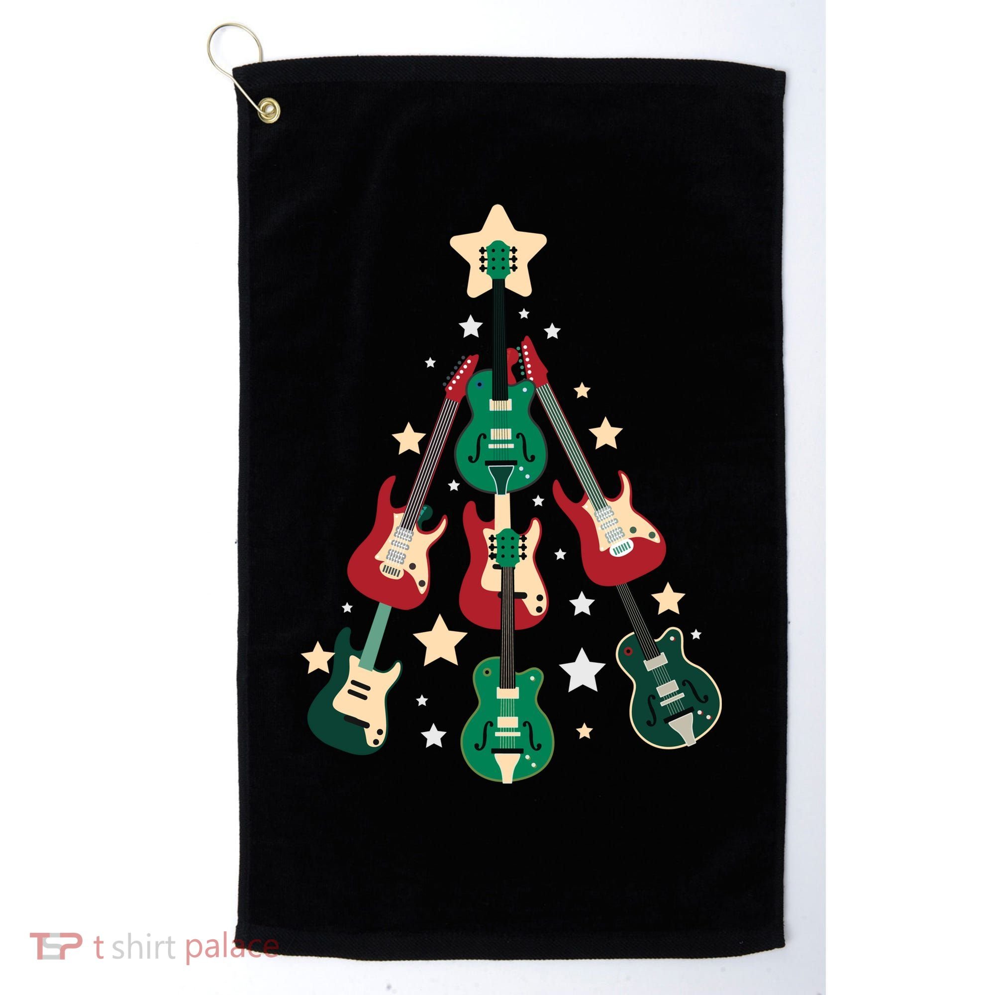 Christmas Guitar Tree  Golf Towel