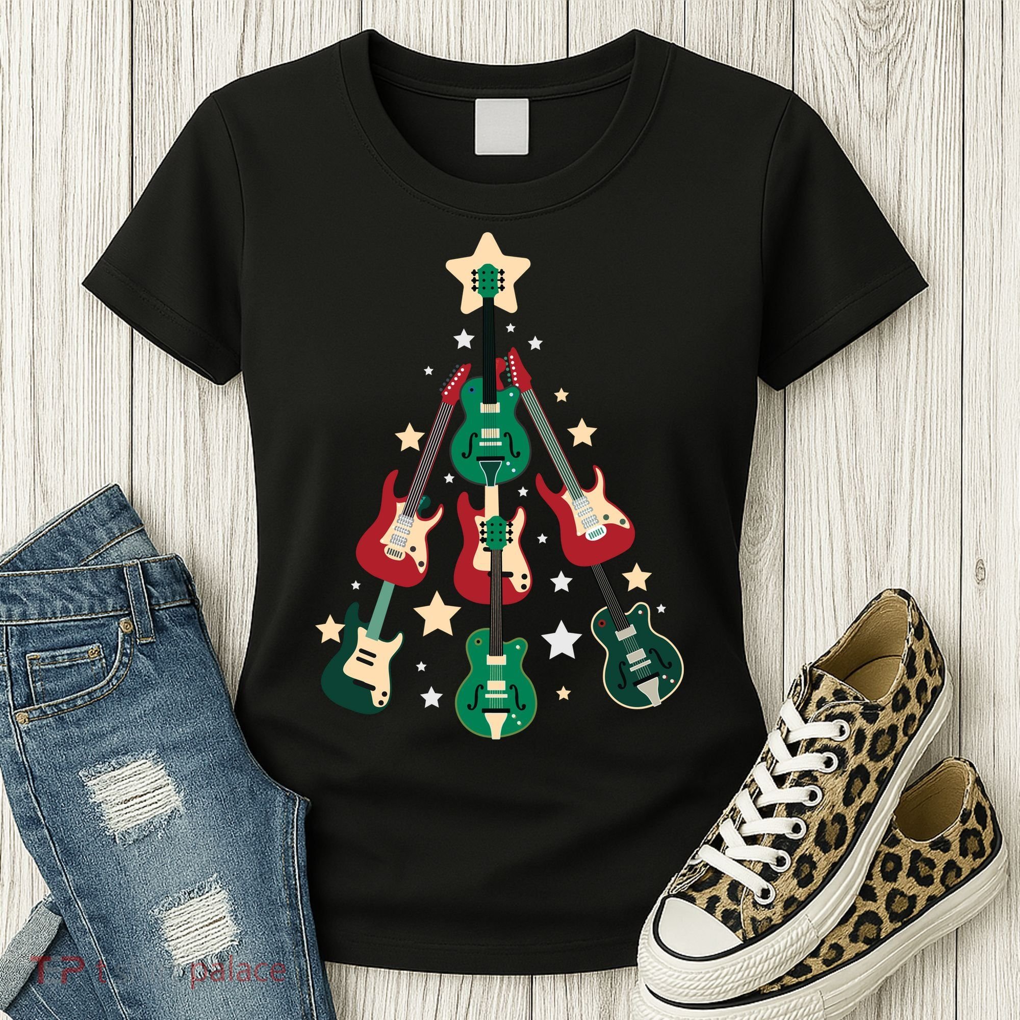 Christmas Guitar Tree  Women's T-Shirt