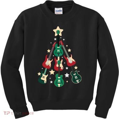 Christmas Guitar Tree  Kids Sweatshirt