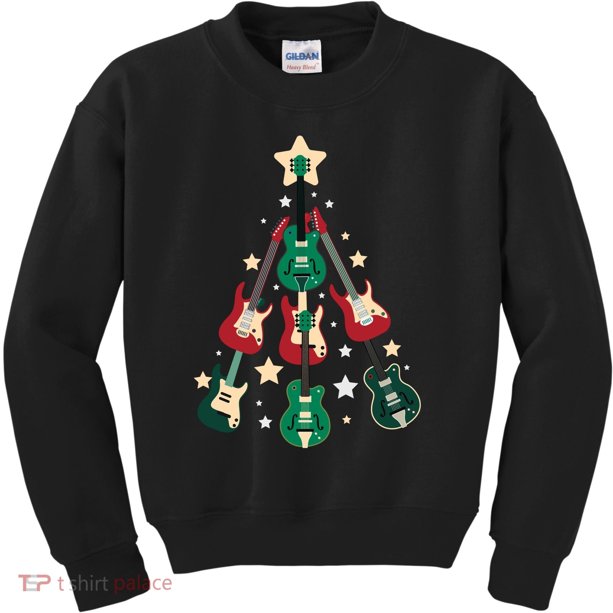 Christmas Guitar Tree  Kids Sweatshirt