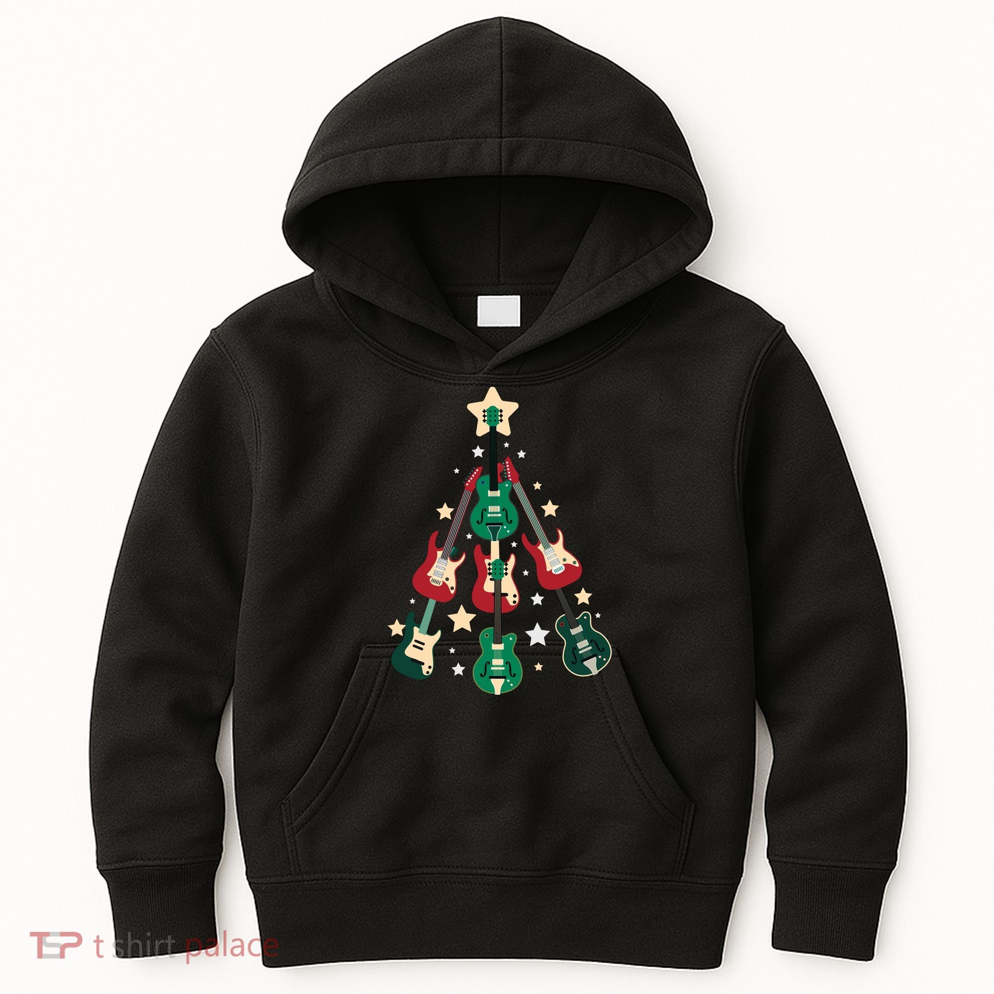 Christmas Guitar Tree  Kids Hoodie