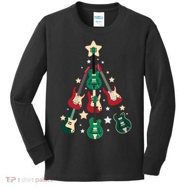 Christmas Guitar Tree  Kids Long Sleeve Shirt