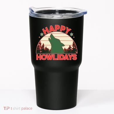 Christmas Happy Howlidays Vintage Howling Wolf Tumbler