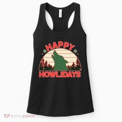 Christmas Happy Howlidays Vintage Howling Wolf Women's Tank Top
