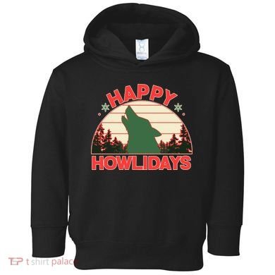 Christmas Happy Howlidays Vintage Howling Wolf Toddler Hoodie