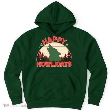 Christmas Happy Howlidays Vintage Howling Wolf Hoodie