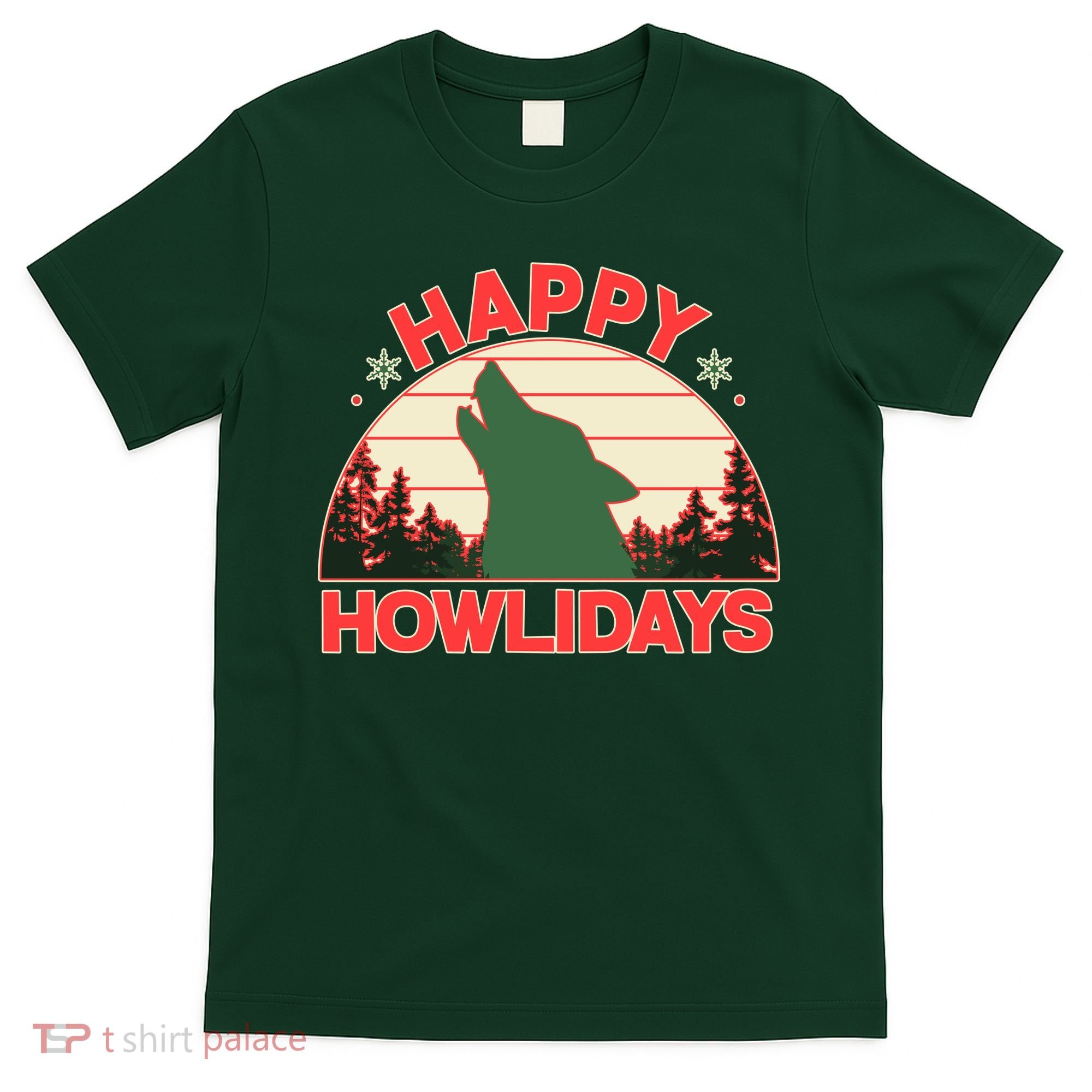 Christmas Happy Howlidays Vintage Howling Wolf T-Shirt