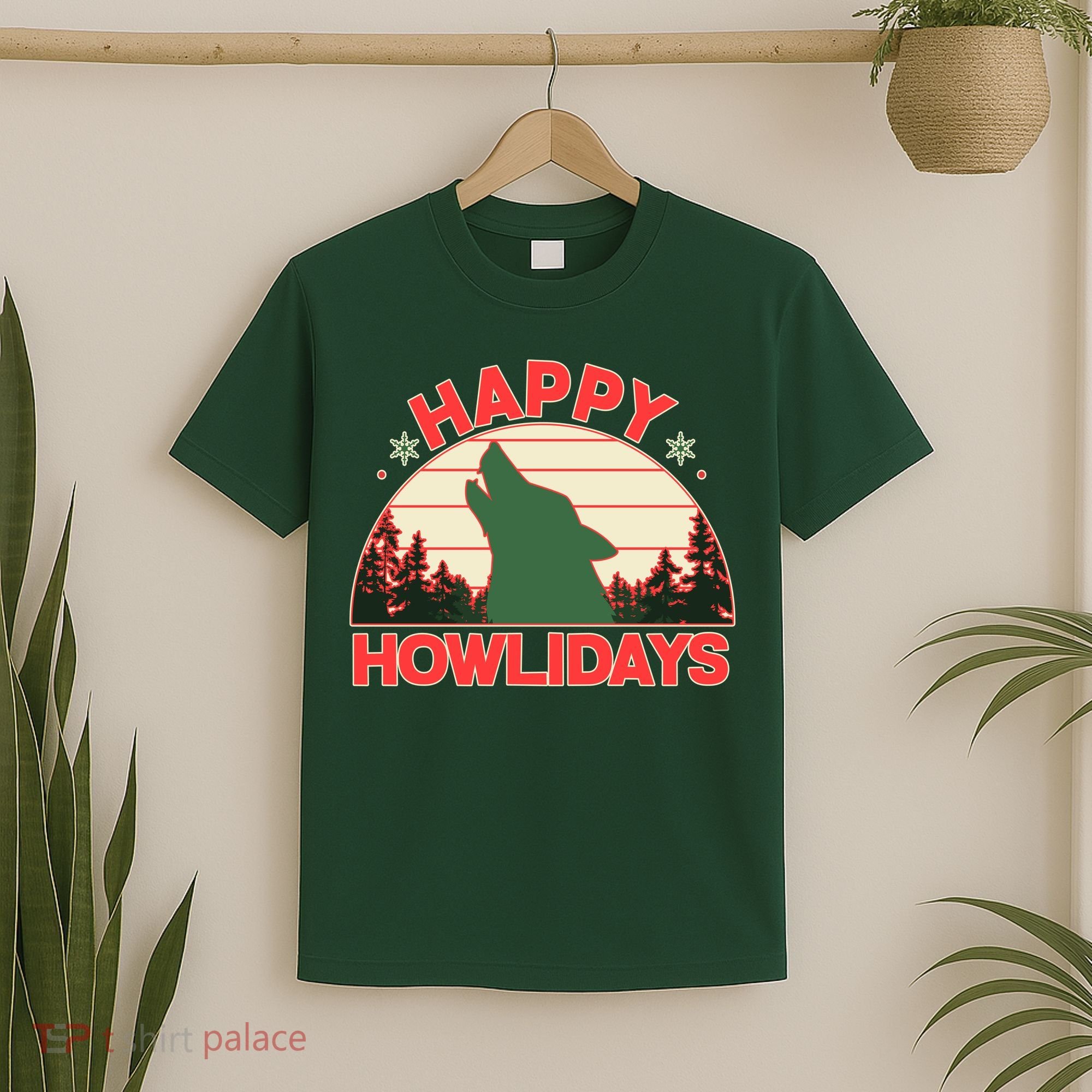 Christmas Happy Howlidays Vintage Howling Wolf T-Shirt