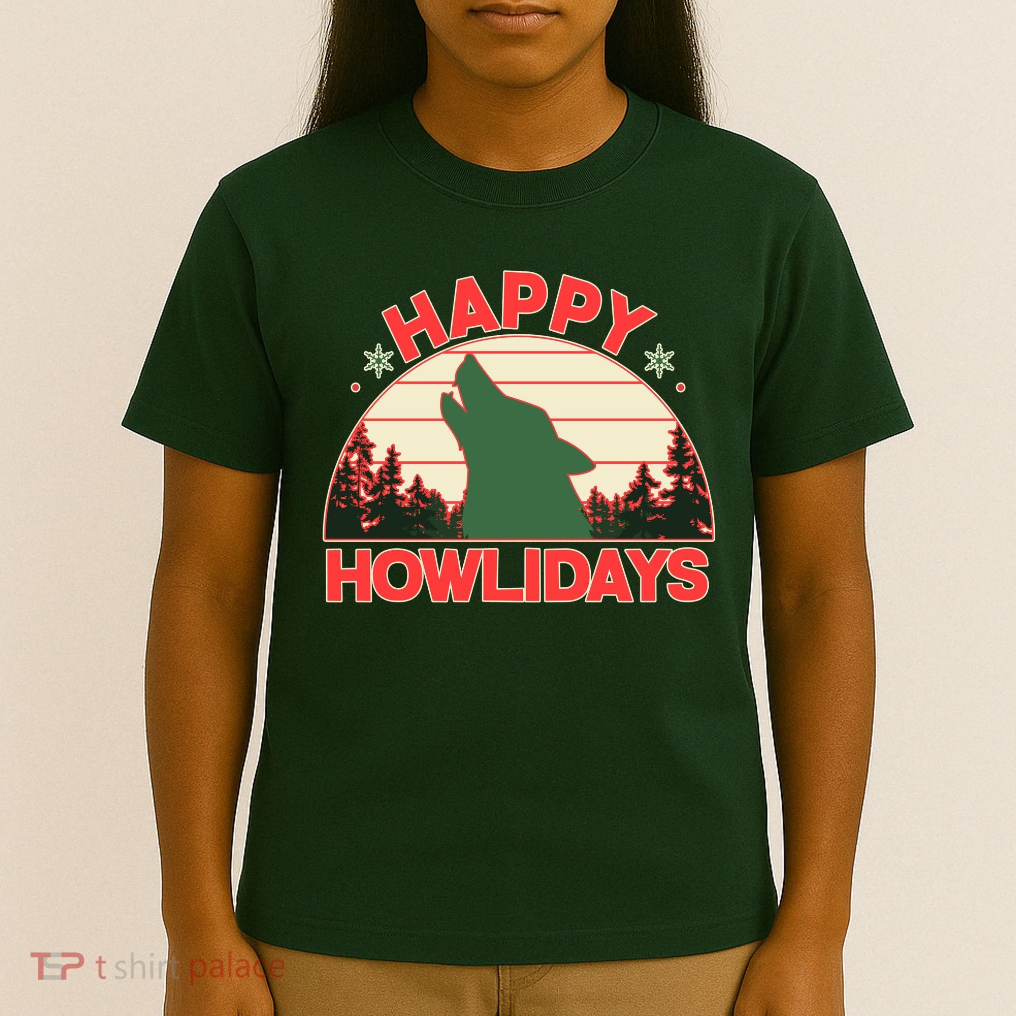 Christmas Happy Howlidays Vintage Howling Wolf T-Shirt