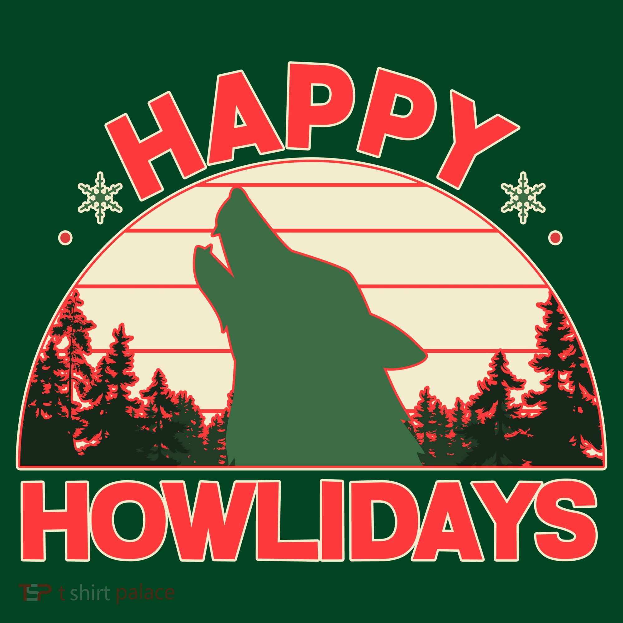 Christmas Happy Howlidays Vintage Howling Wolf T-Shirt