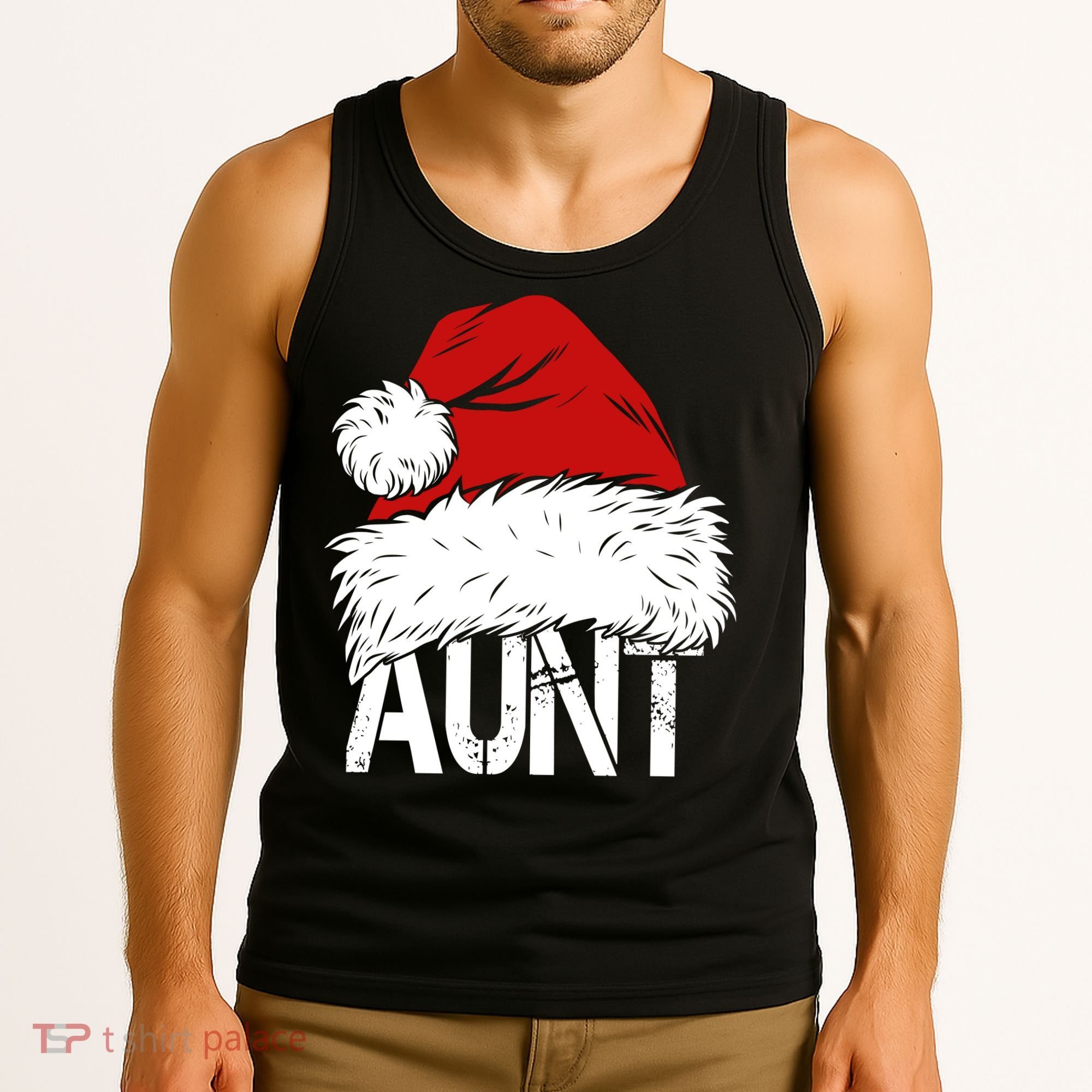 Christmas Hat Santa Aunt Tank Top