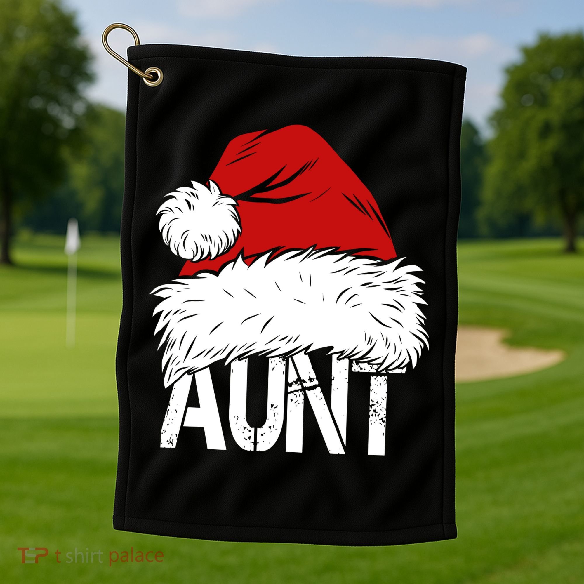 Christmas Hat Santa Aunt Golf Towel