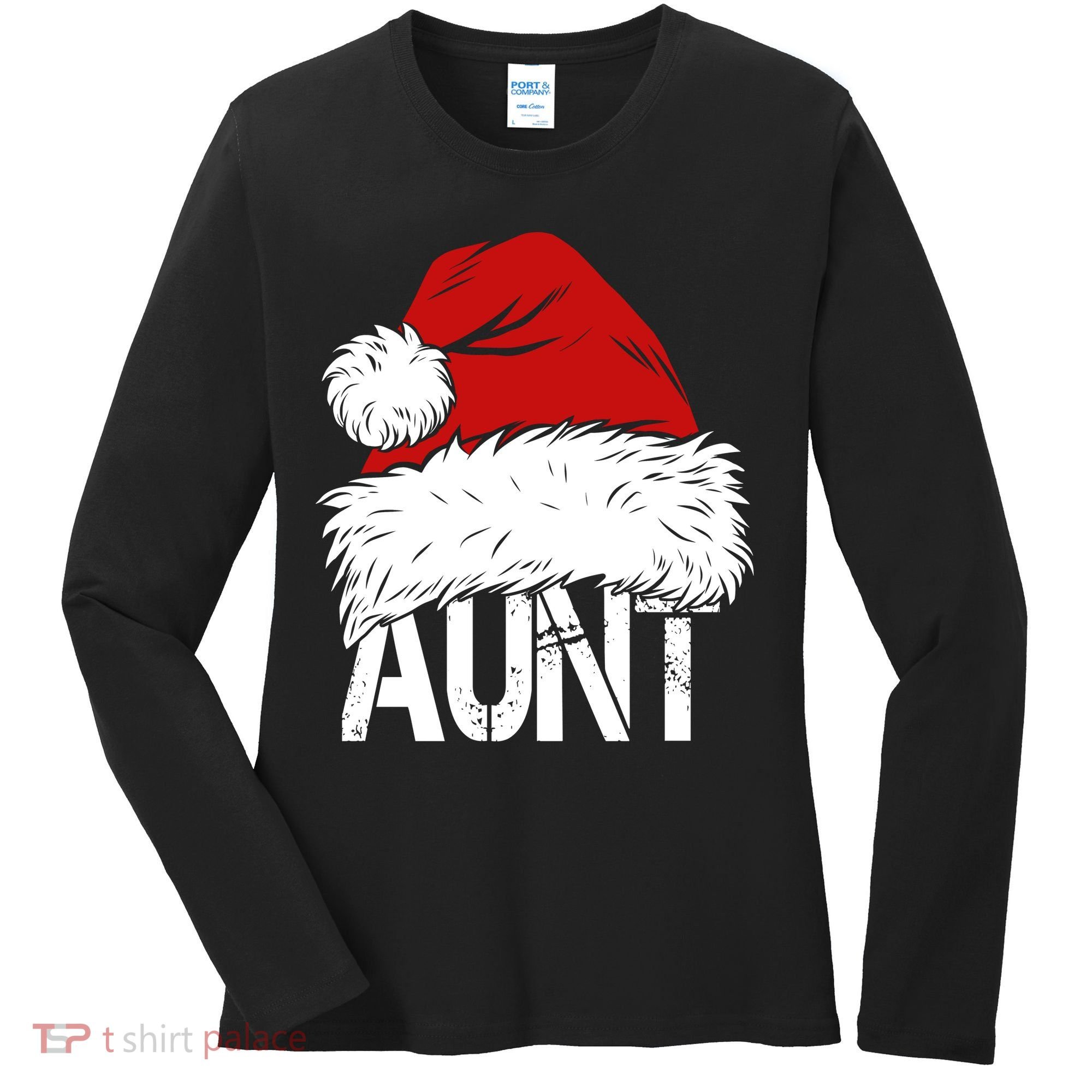 Christmas Hat Santa Aunt Women's Long Sleeve Shirt