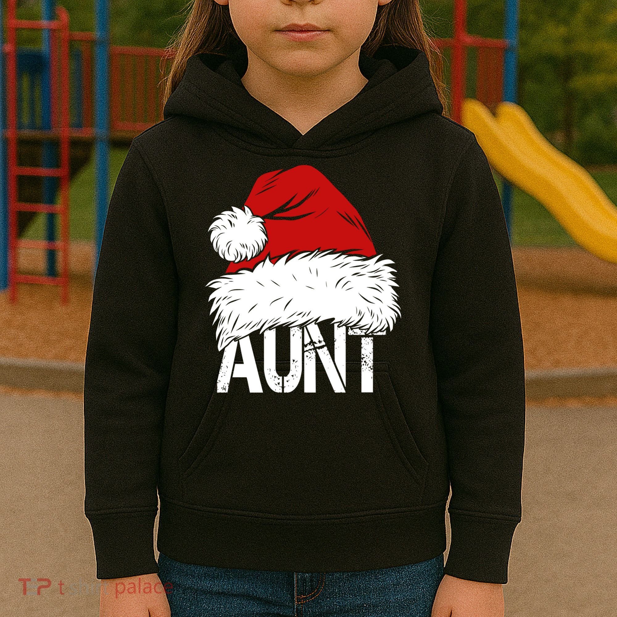 Christmas Hat Santa Aunt Kids Hoodie