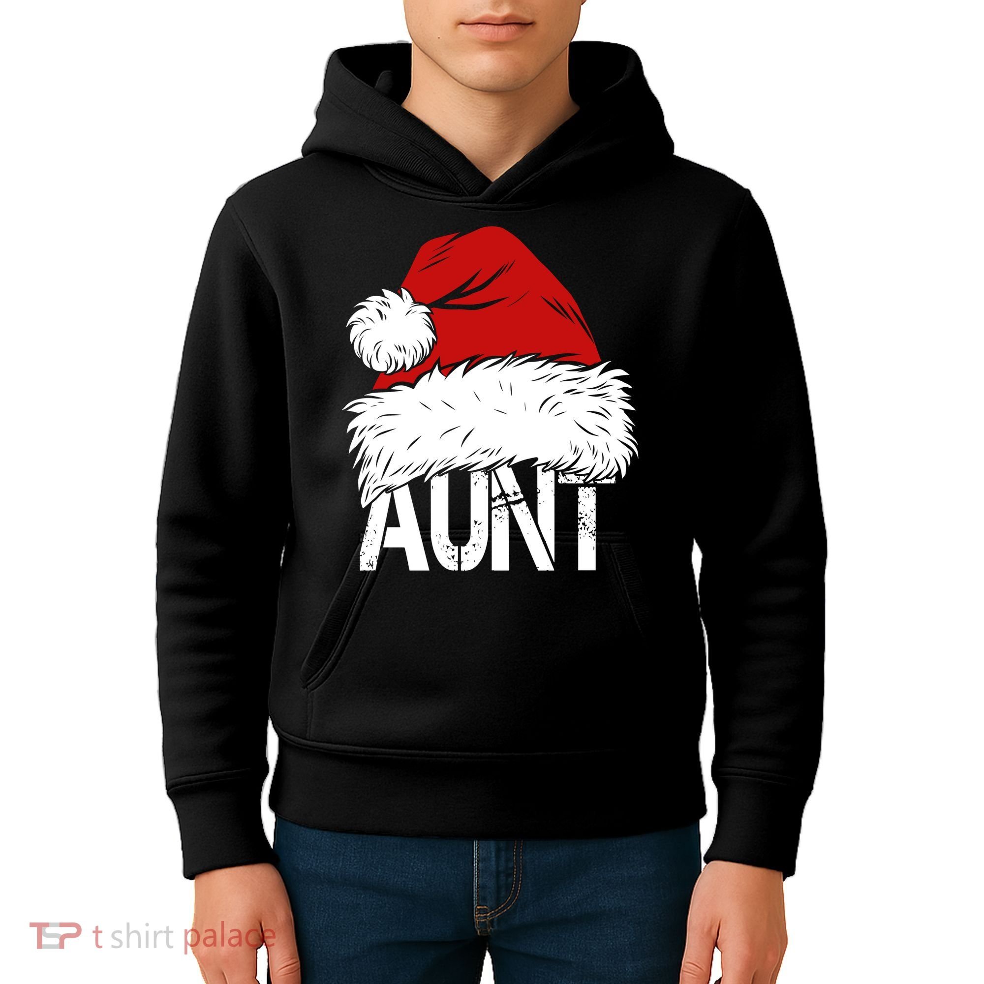 Christmas Hat Santa Aunt Kids Hoodie