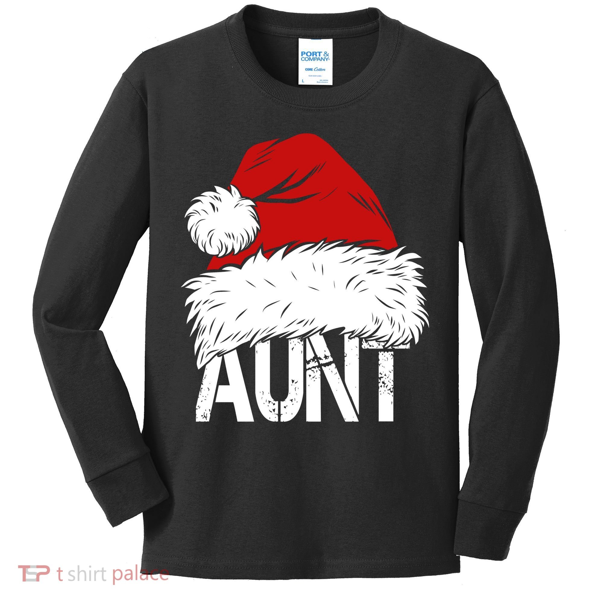 Christmas Hat Santa Aunt Kids Long Sleeve Shirt