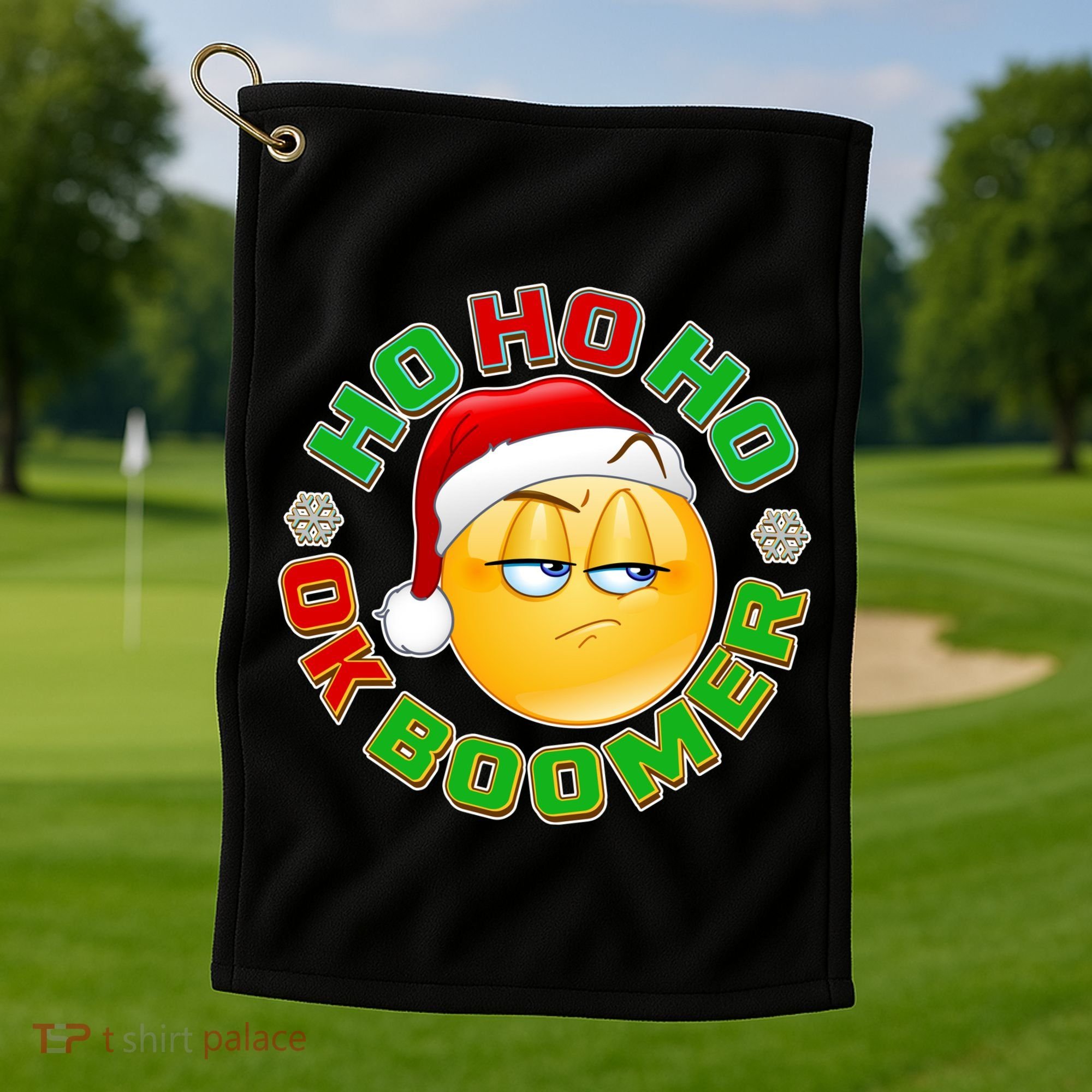 Christmas HO HO HO Ok Boomer Golf Towel