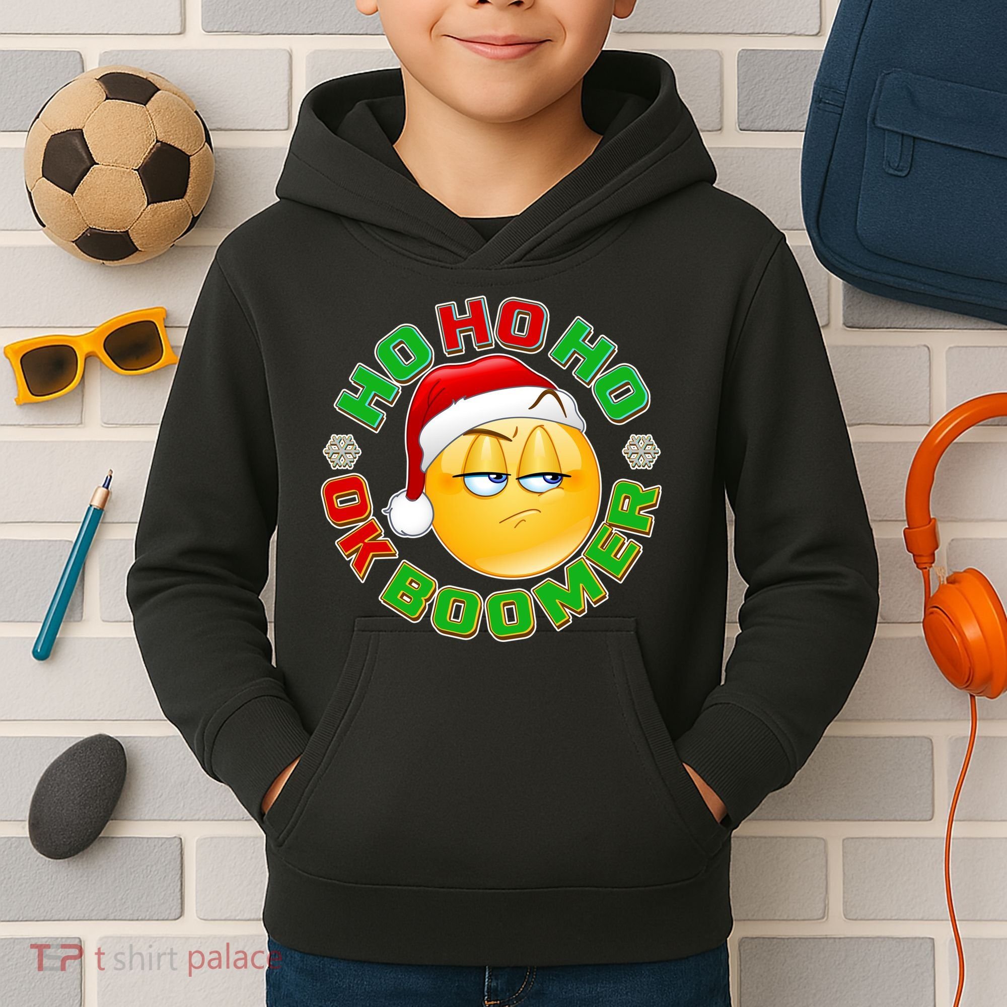 Christmas HO HO HO Ok Boomer Kids Hoodie