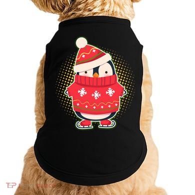 Christmas Holiday Penguin Skates Doggie Tank