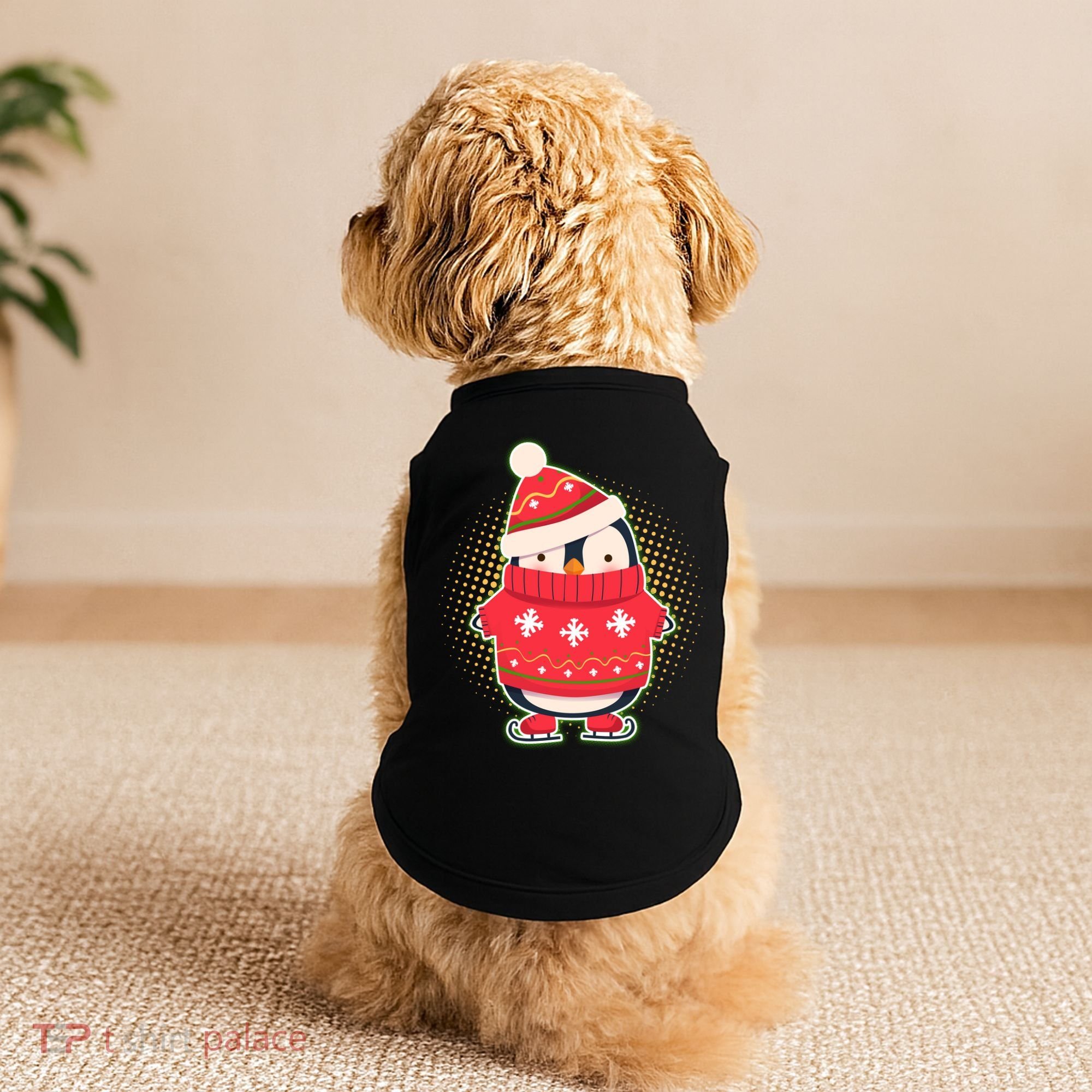 Christmas Holiday Penguin Skates Doggie Tank