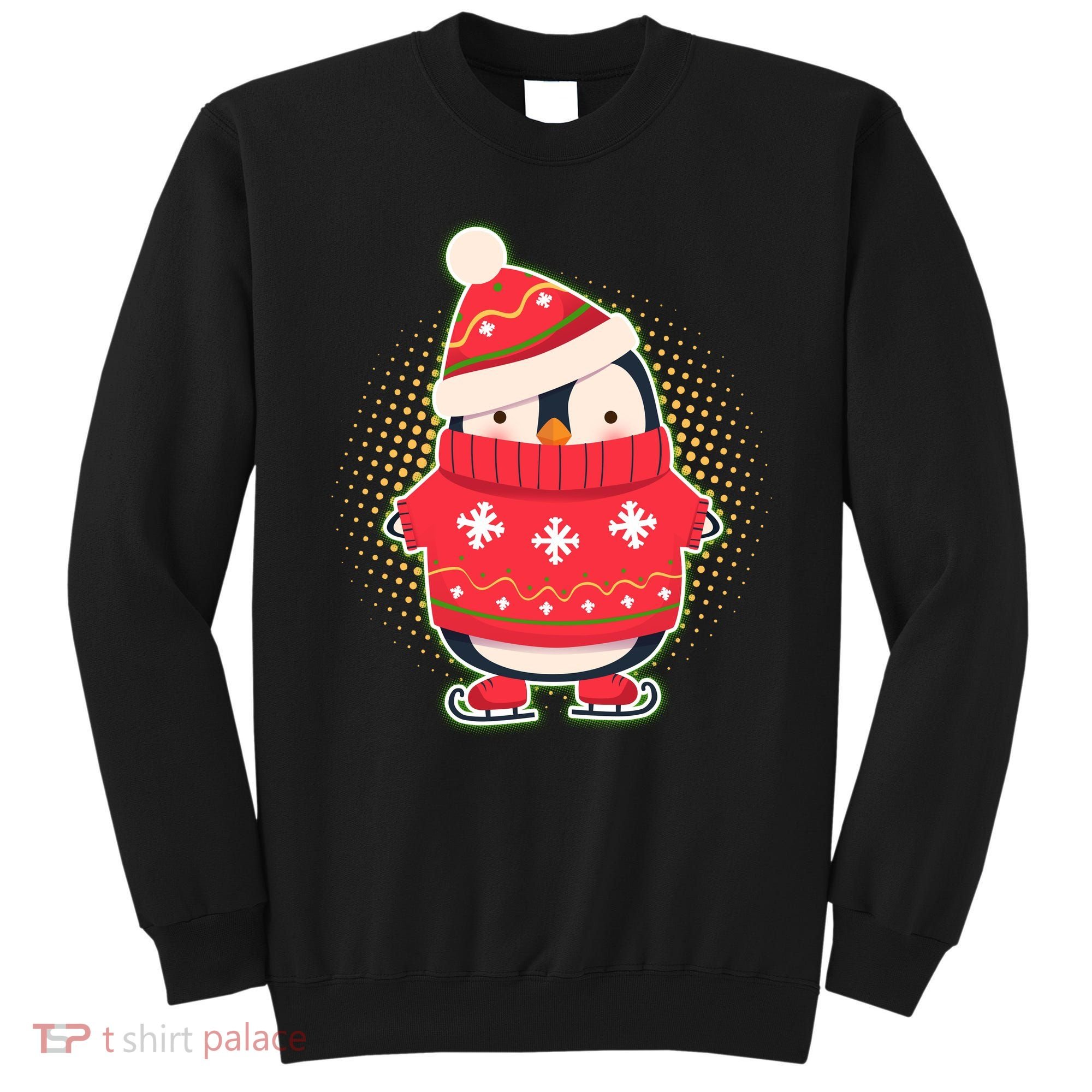 Christmas Holiday Penguin Skates Sweatshirt