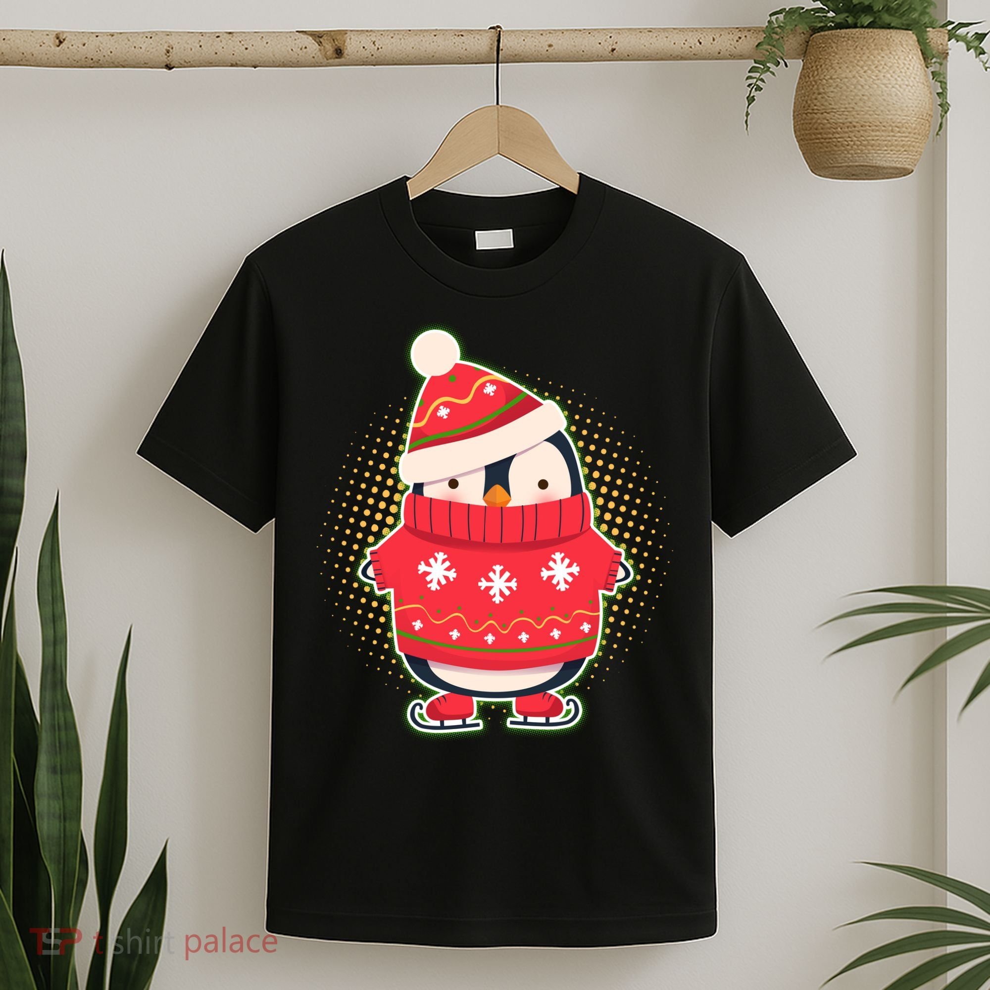 Christmas Holiday Penguin Skates T-Shirt