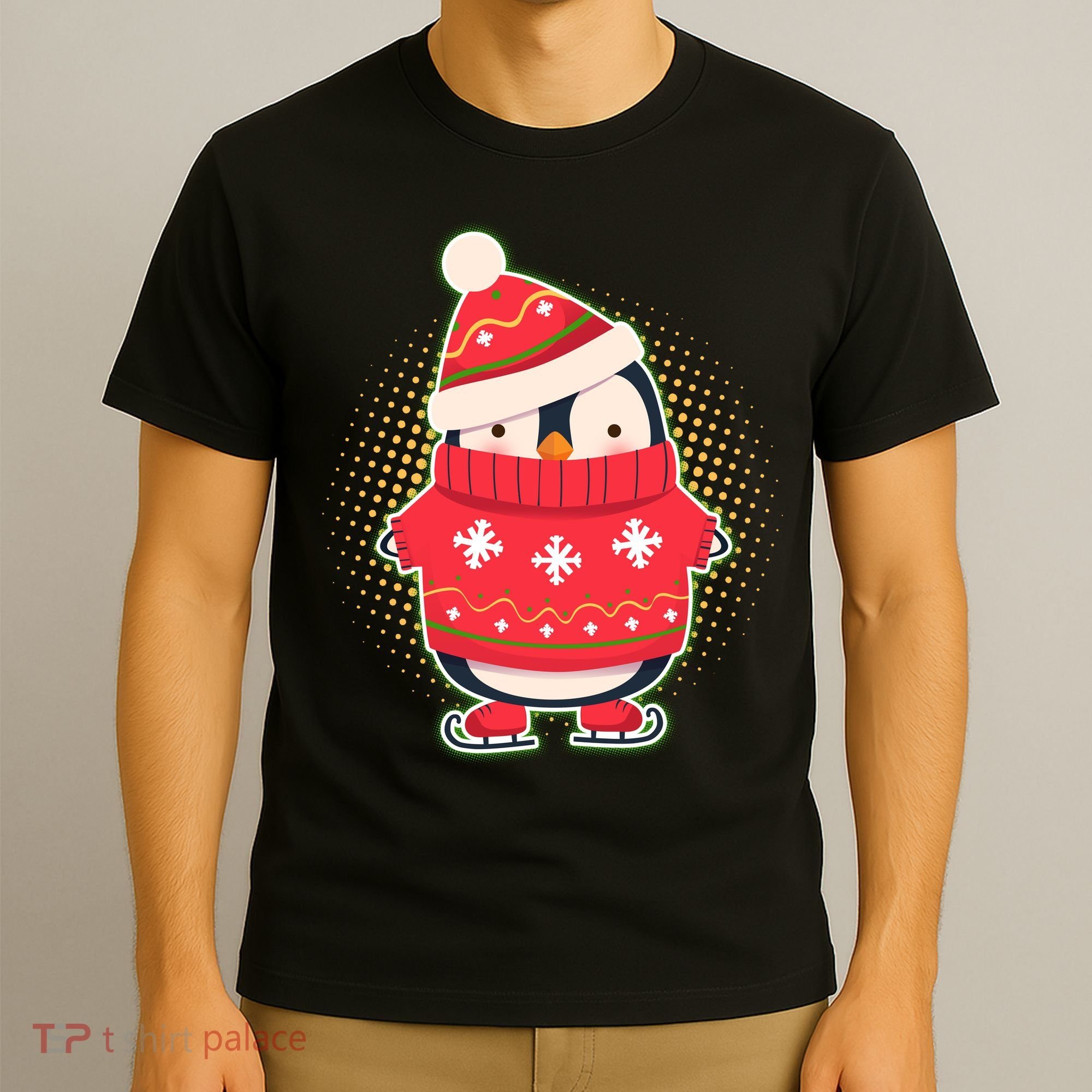Christmas Holiday Penguin Skates T-Shirt