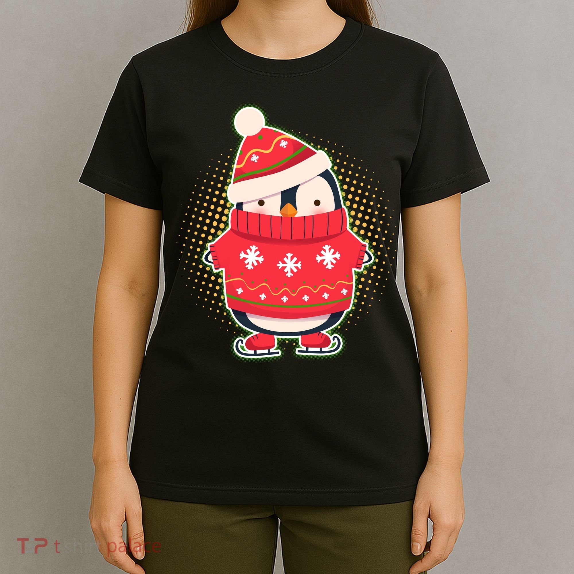 Christmas Holiday Penguin Skates T-Shirt