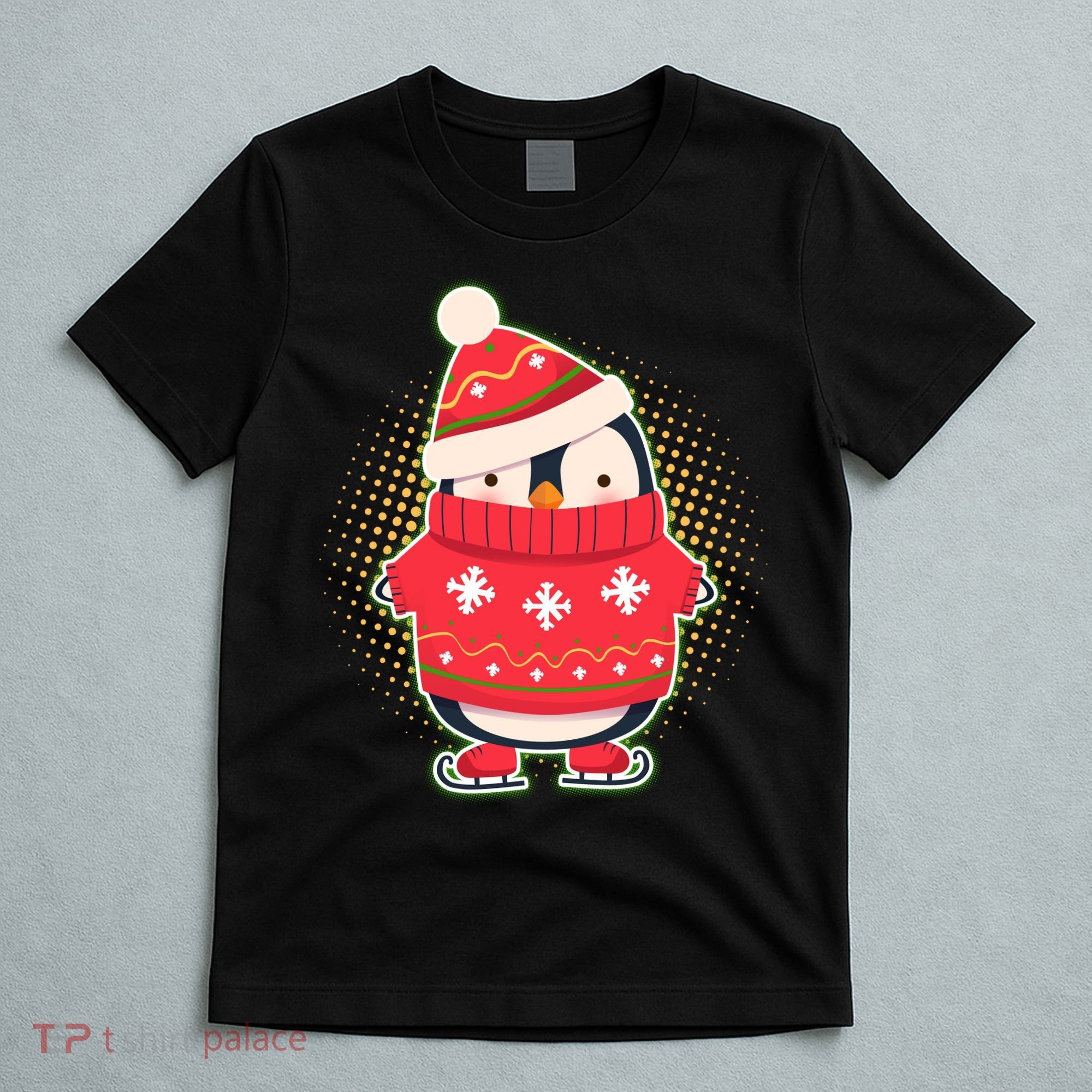 Christmas Holiday Penguin Skates T-Shirt