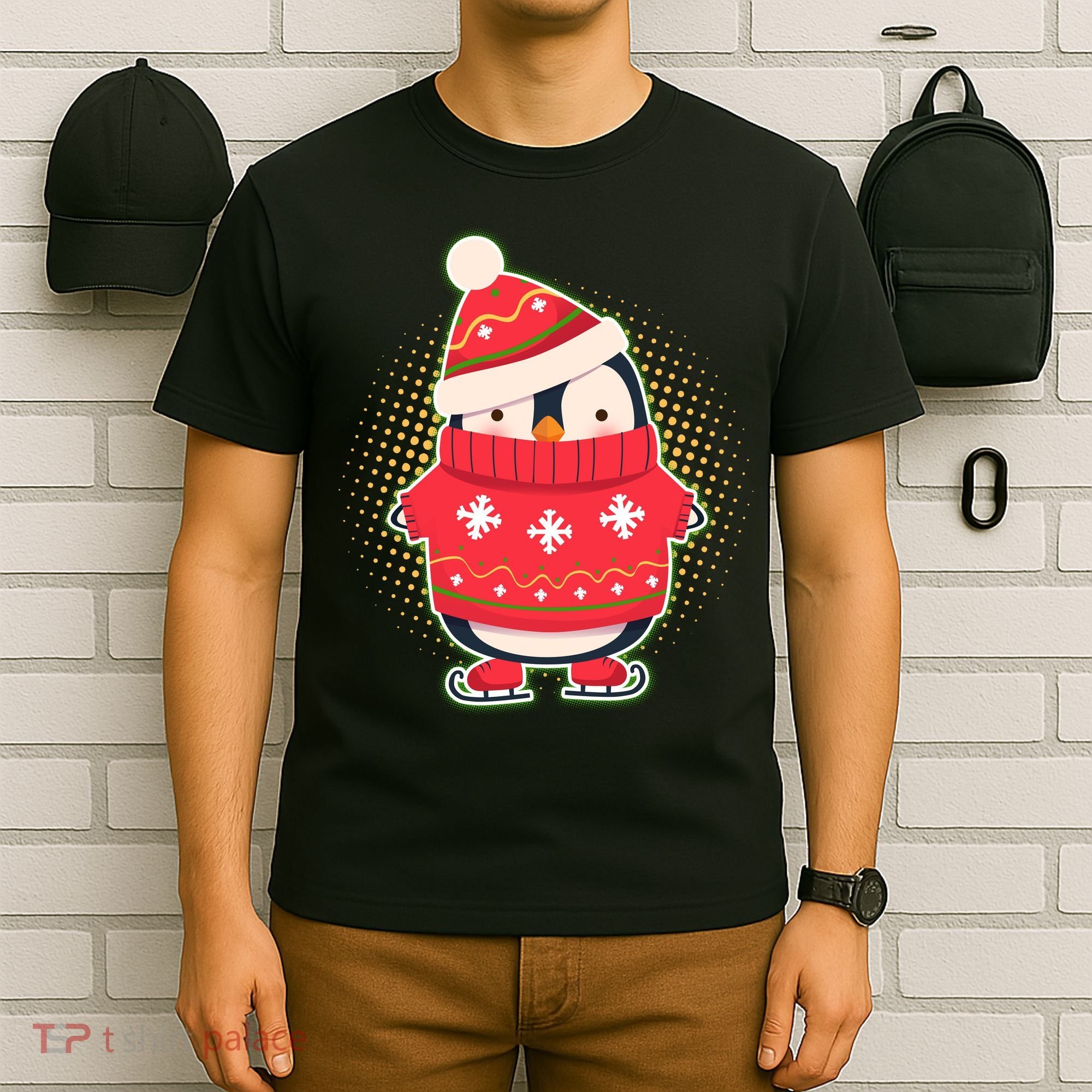Christmas Holiday Penguin Skates T-Shirt