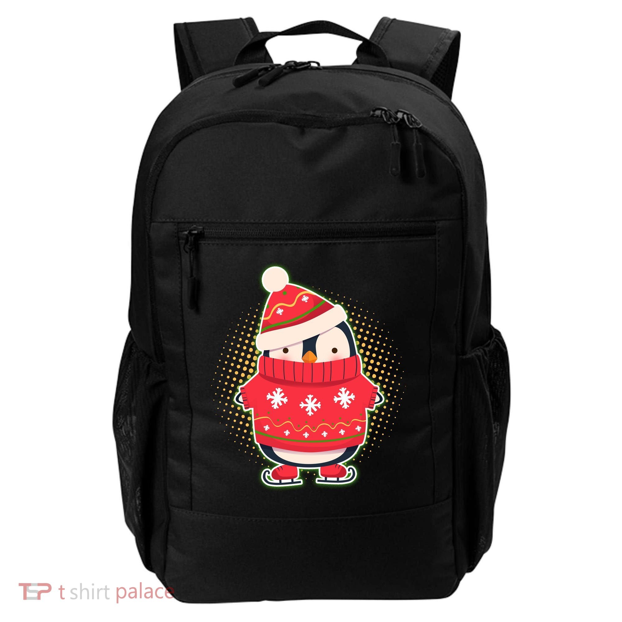 Christmas Holiday Penguin Skates Backpack