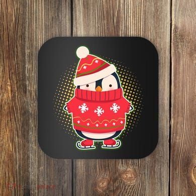 Christmas Holiday Penguin Skates Coaster