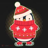 Christmas Holiday Penguin Skates Mousepad thumb 1