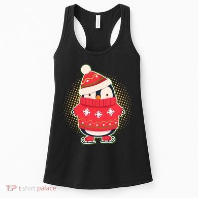 Christmas Holiday Penguin Skates Women's Tank Top