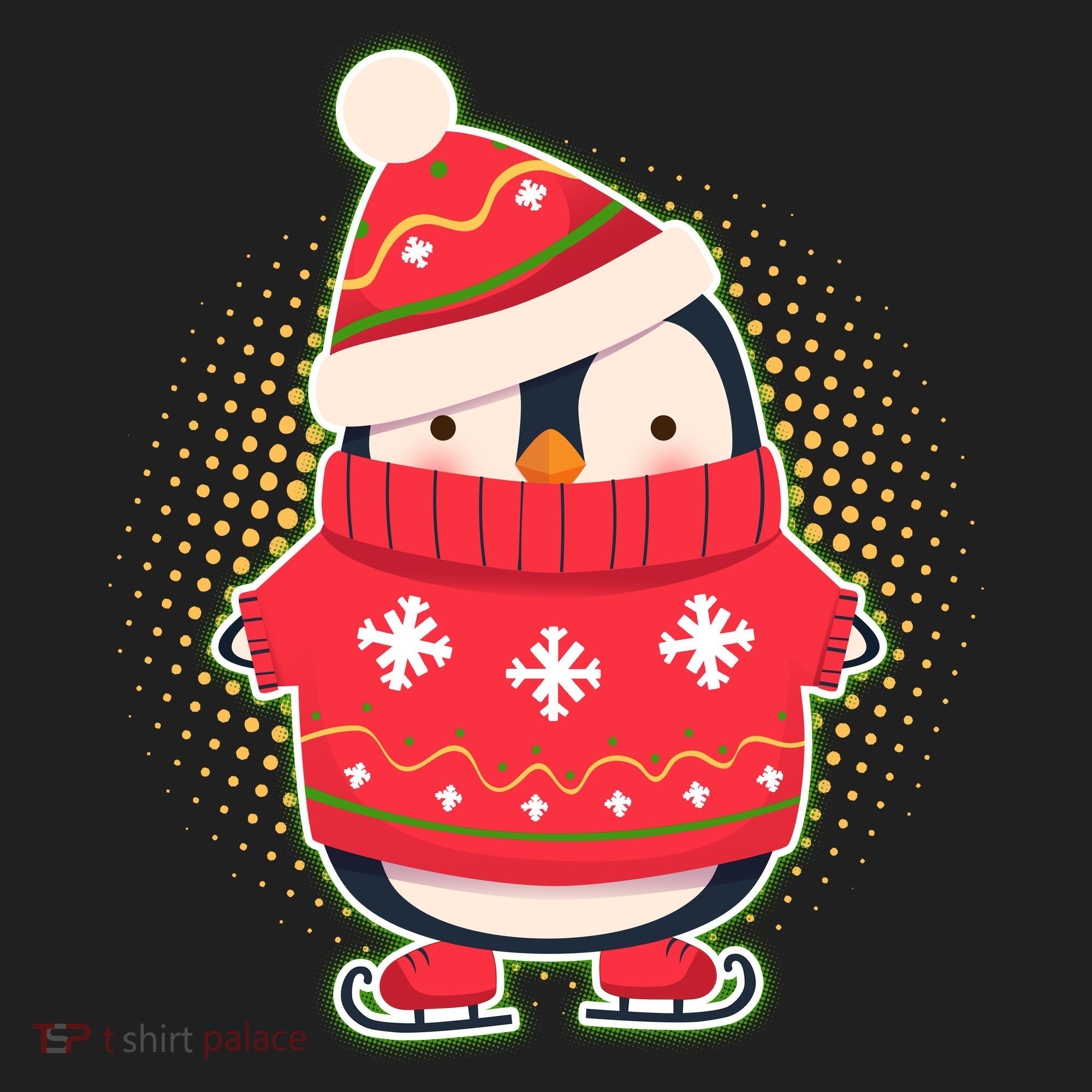Christmas Holiday Penguin Skates Hat
