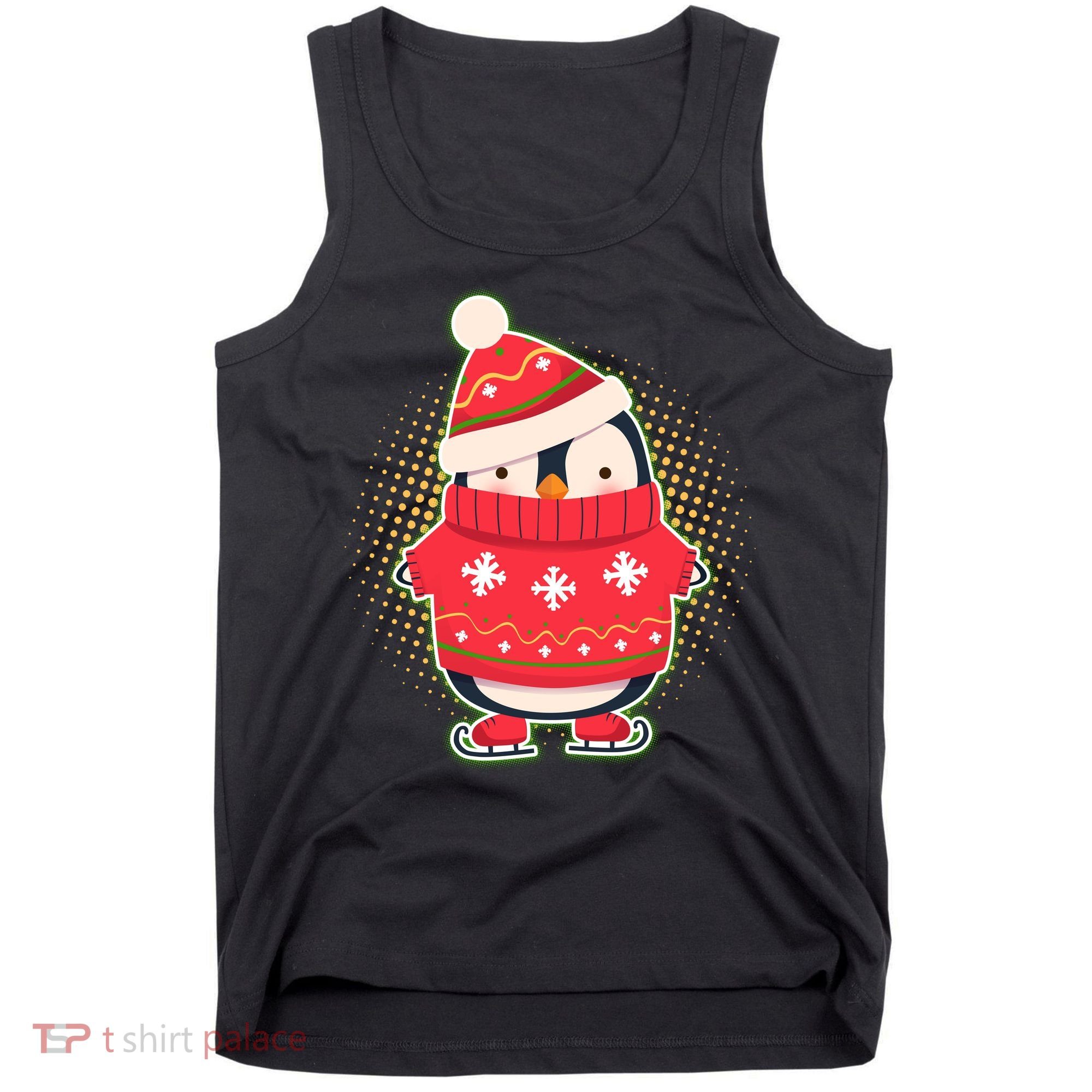 Christmas Holiday Penguin Skates Tank Top