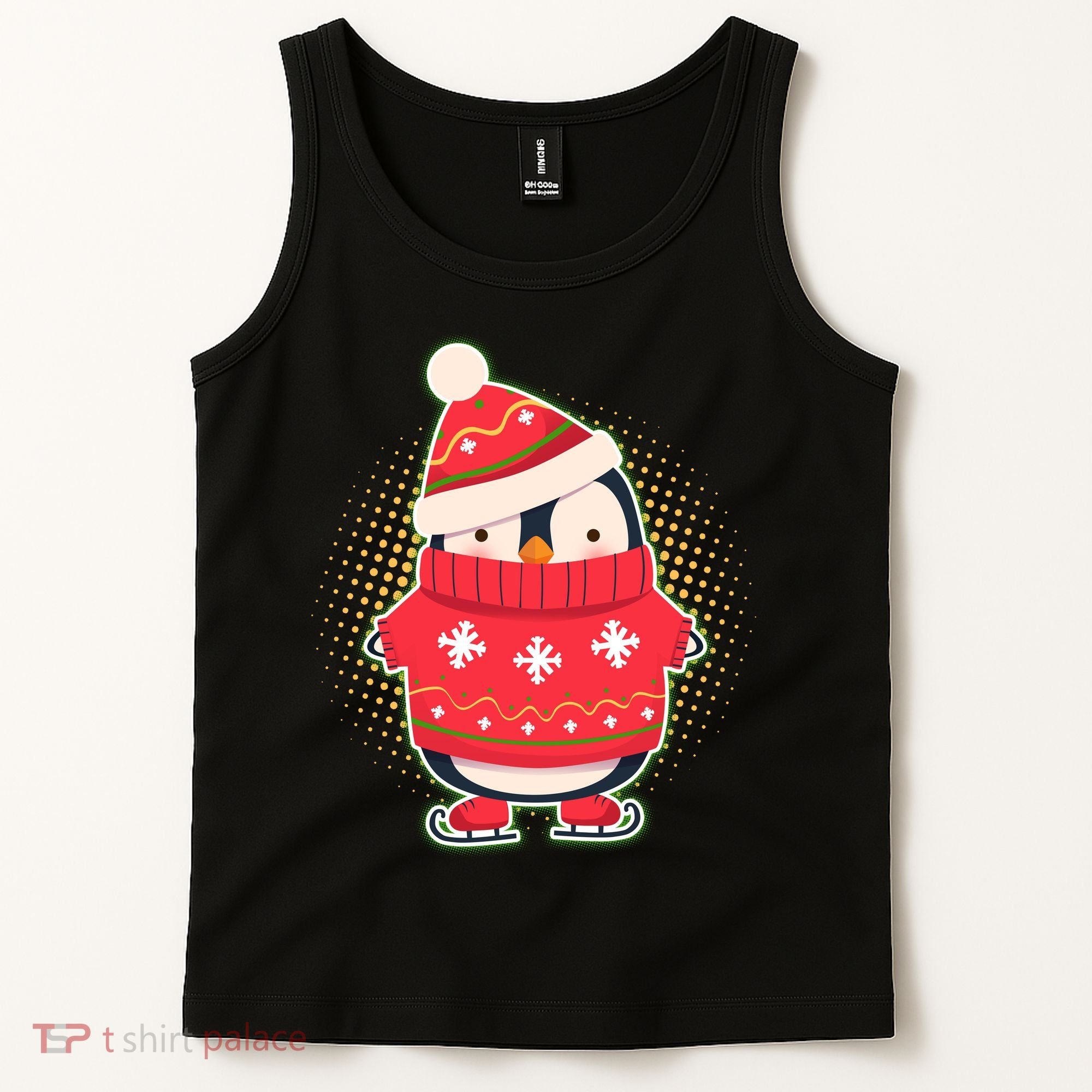 Christmas Holiday Penguin Skates Tank Top