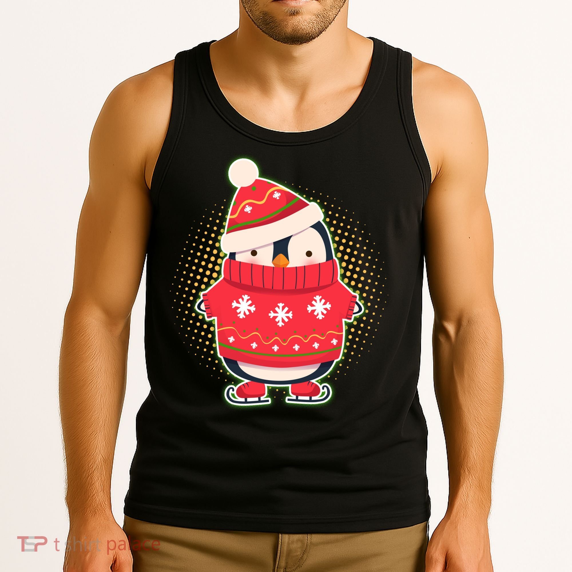 Christmas Holiday Penguin Skates Tank Top