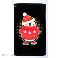 Christmas Holiday Penguin Skates Golf Towel thumb 0